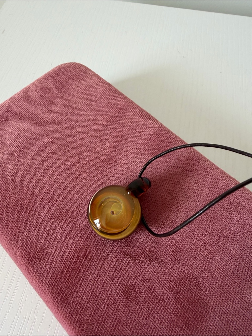 Murano Glass Amber Swirl Pendant Necklace – Round Art Glass